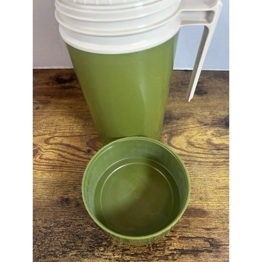 Vintage Thermos Vacuum Jar King Seeley Model 7202 Pint Avocado Green Retro USA